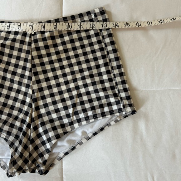 Betsey Johnson Gingham High Waisted Boyshort Bikini Bottoms - Picture 9 of 16